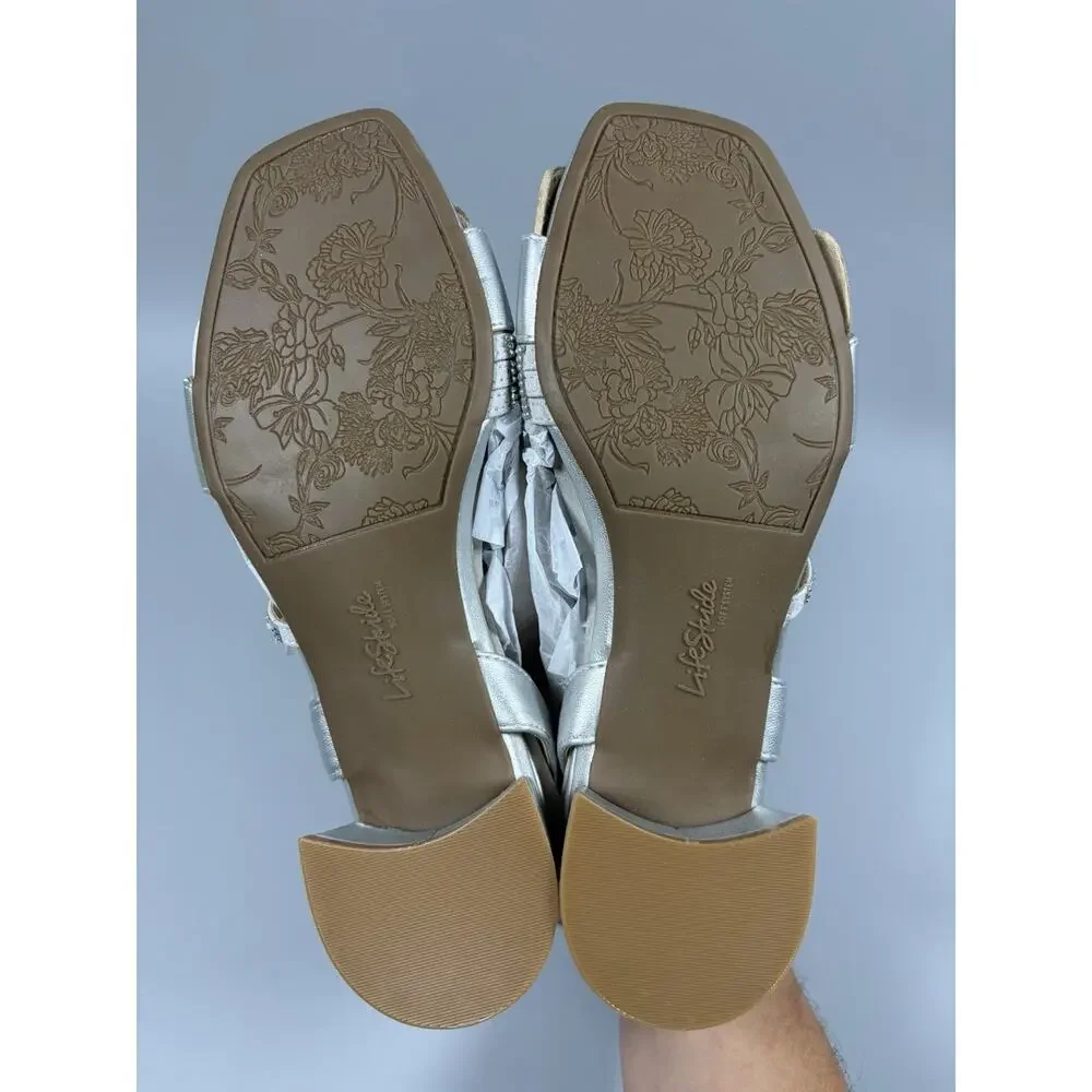 LifeStride Womens Joy Strappy Heeled Sandal Block Heels Silver Size 7.5 - Picture 6 of 7